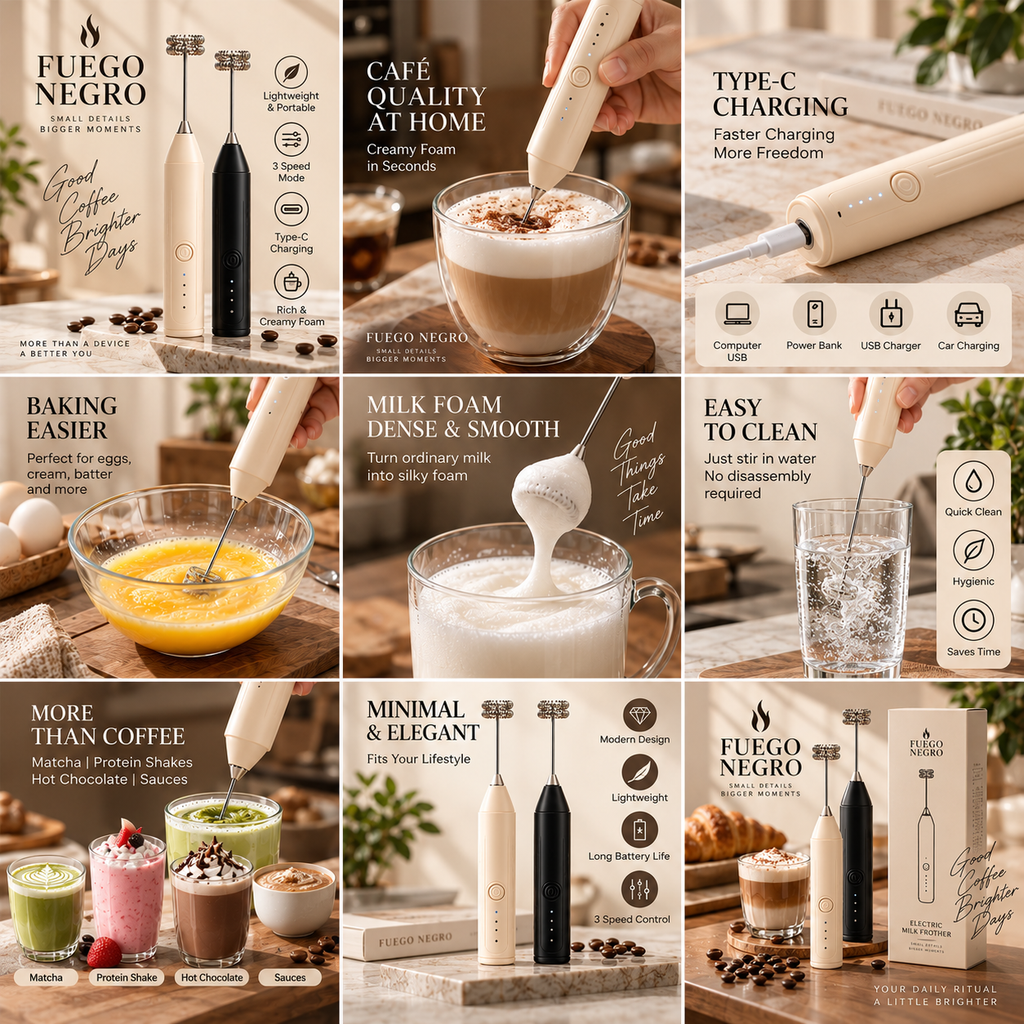3-Speed USB Rechargeable Milk Frother