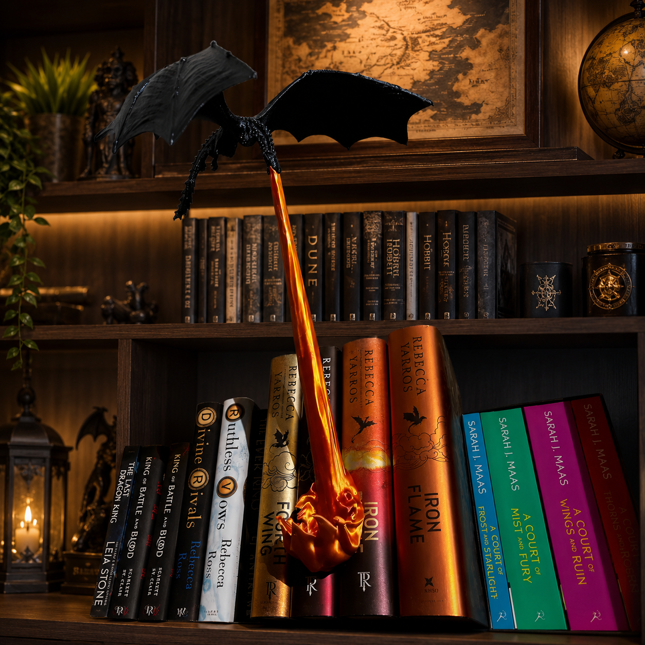 Enchanting Dragon Flame Book Nook: A Unique and Creative Bookshelf Ornament for Home Decor and Gifting