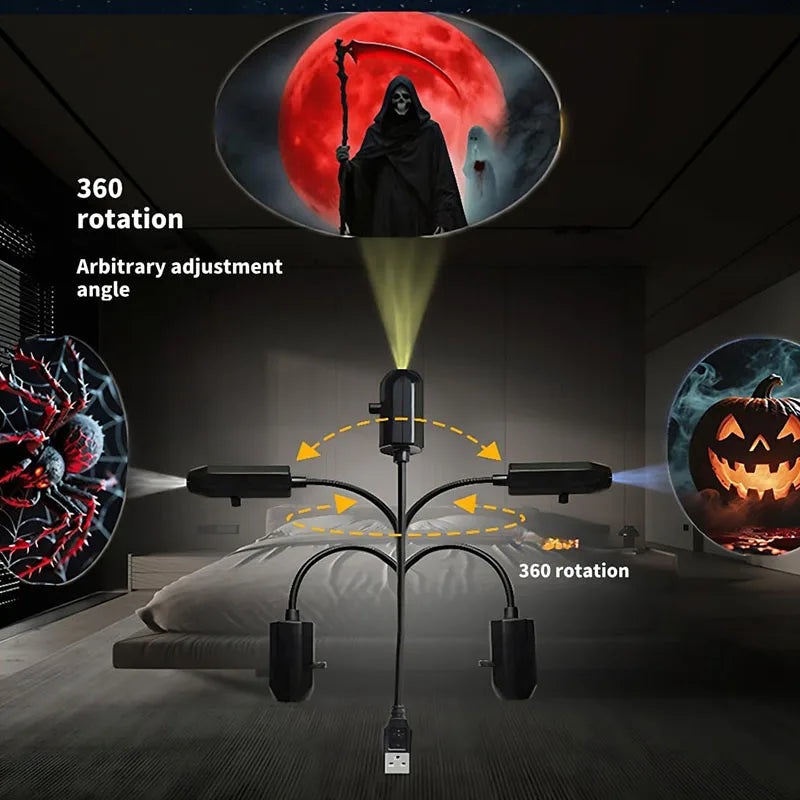 Halloween USB Projector Light, Rotating 3 or 6 Scene Modes