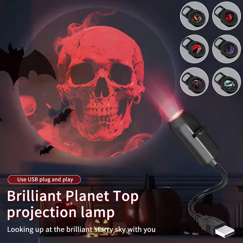 Halloween USB Projector Light, Rotating 3 or 6 Scene Modes