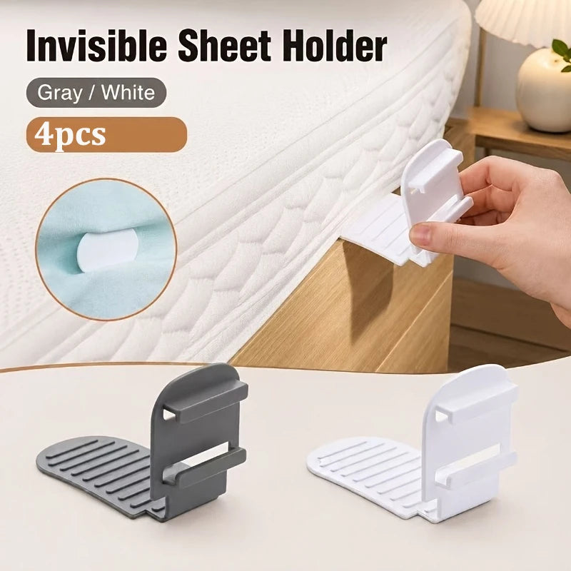 4-Piece Bed Sheet Holder Clips, Folding Non-Slip Fasteners
