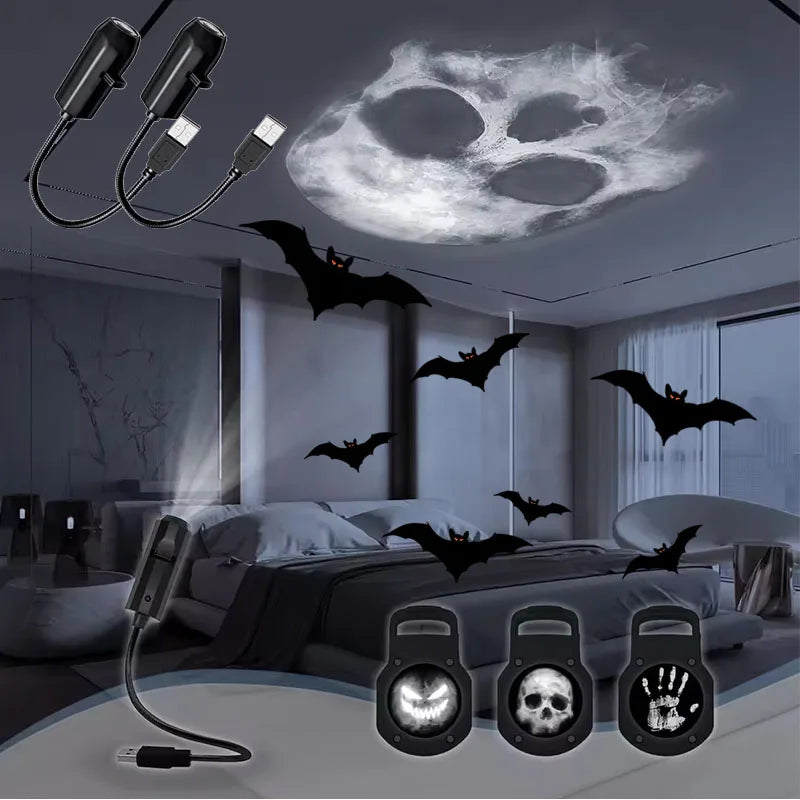 Halloween USB Projector Light, Rotating 3 or 6 Scene Modes