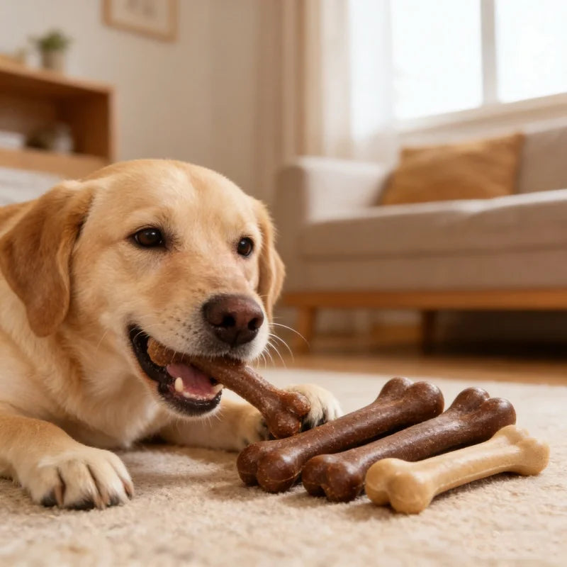 Dog Durable Beef Flavored Chew Toy, Bone Shaped Dog Interactive Play Toy, Teeth Clean Training Toy Pet Supplies