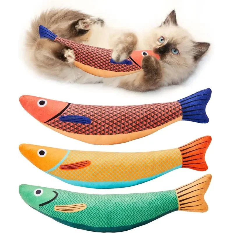Cat Toys Fish,Teeth Grinding Catnip Toys,Soft and Durable,Kitten Toys Interactive Sounding Cat Chew Bite Plush Toys Cat Supplie