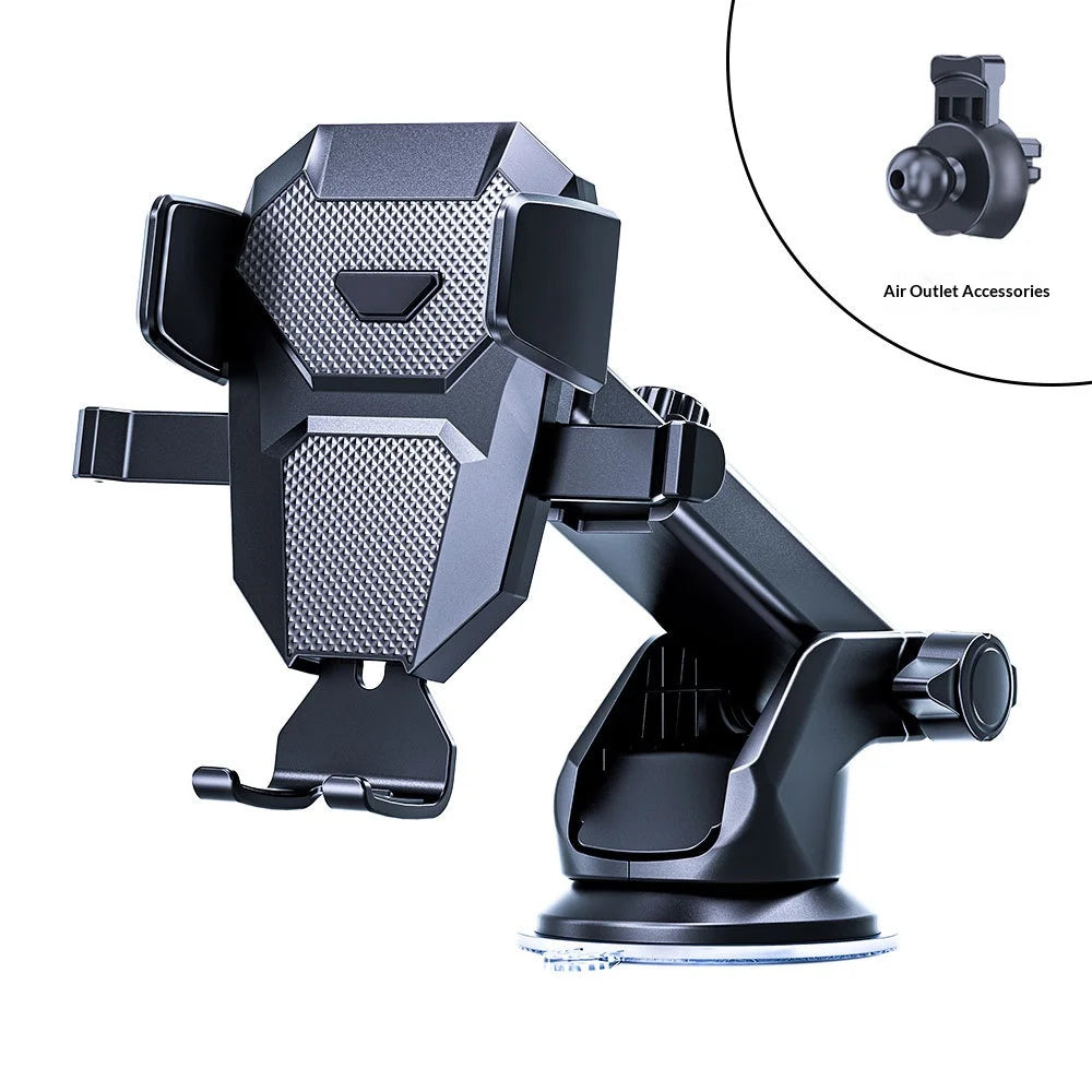 Auto-Locking Car Phone Holder - Telescopic Suction Cup and Vent Mount