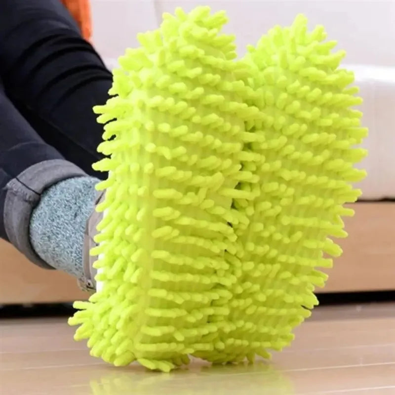 Chenille Floor Cleaning Slippers, 2-Piece Dust Mop Set
