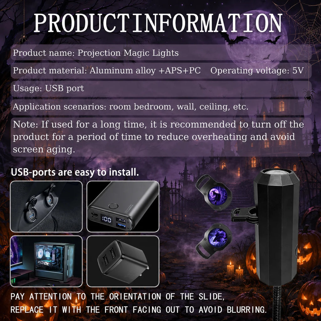 Halloween Projector Light, 10 Decorative Projection Patterns