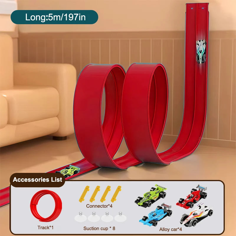 Flexible Kids’ Racing Track Set with 4 Toy Cars