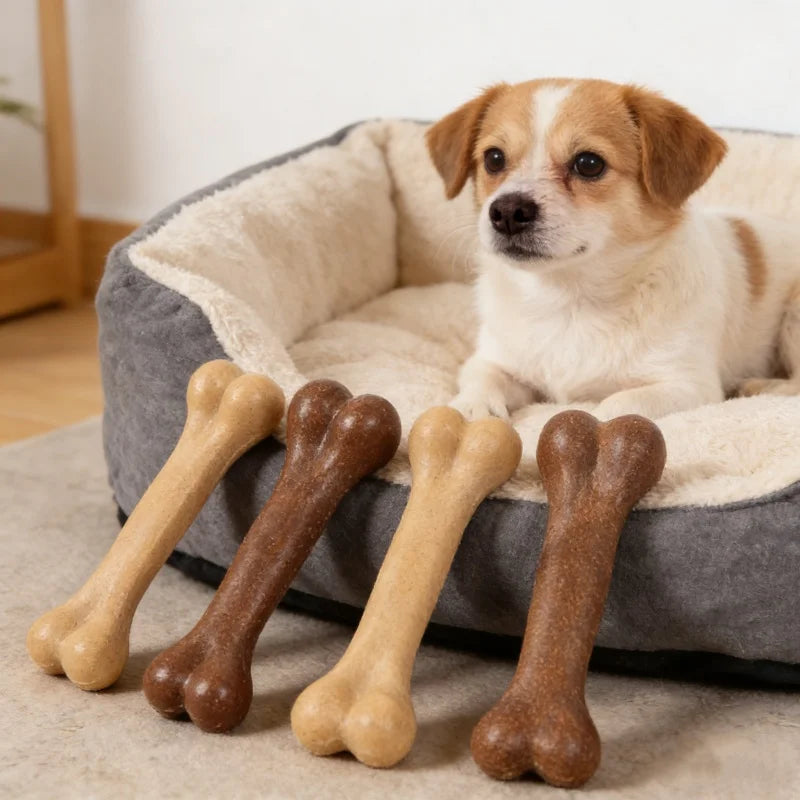 Dog Durable Beef Flavored Chew Toy, Bone Shaped Dog Interactive Play Toy, Teeth Clean Training Toy Pet Supplies
