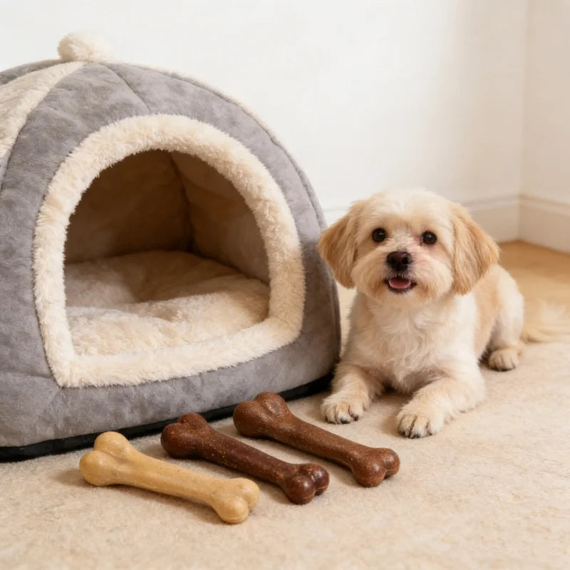 Dog Durable Beef Flavored Chew Toy, Bone Shaped Dog Interactive Play Toy, Teeth Clean Training Toy Pet Supplies