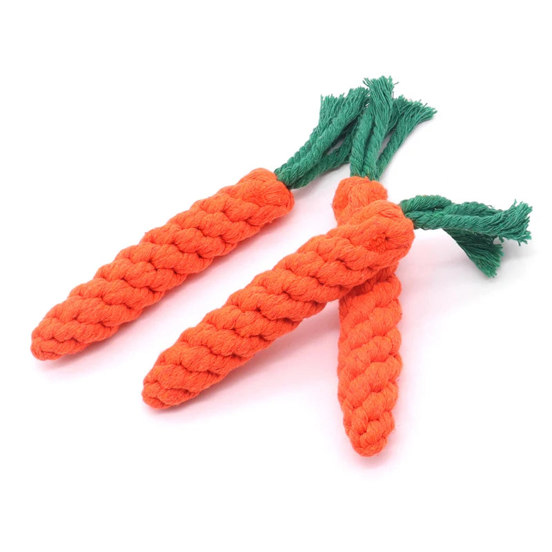 Carrot Rope Dog Toy – Braided Cotton for Tug & Play