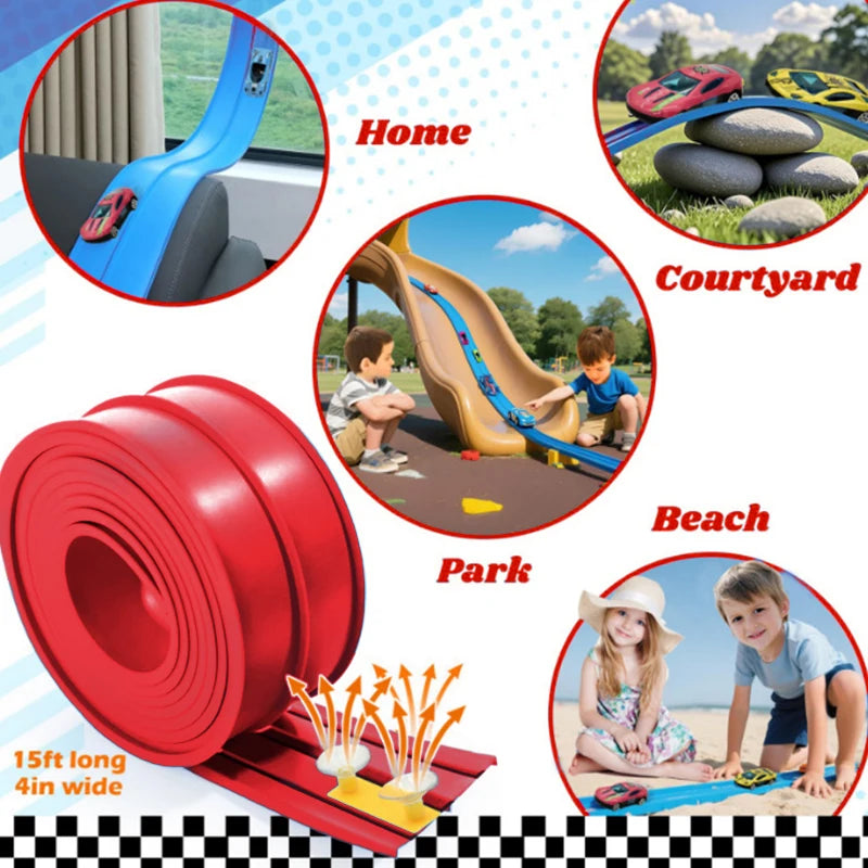 Flexible Kids’ Racing Track Set with 4 Toy Cars