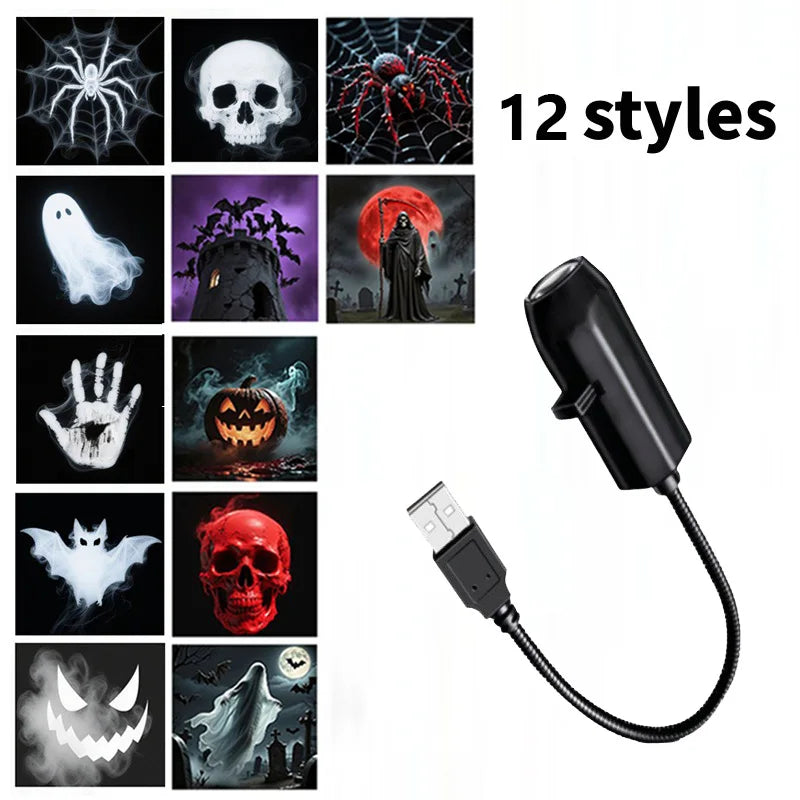 Adjustable Halloween USB Projector Light, 3 to 12 Styles