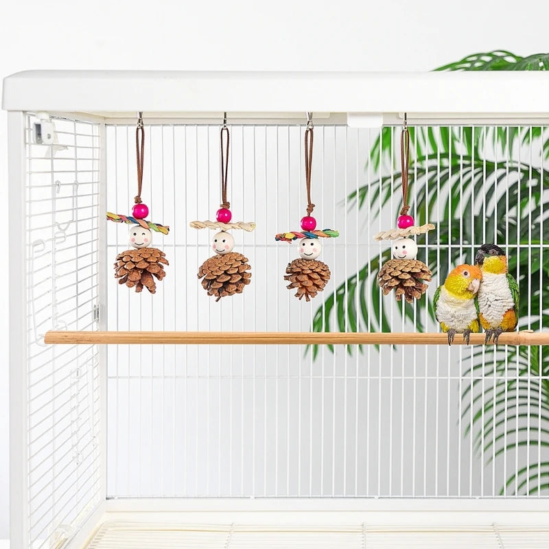 Birds Chewing Toy Wood Colorful Birds Swing Toy Creative Rotating Parrots Toy for Pet Owners and Stores Y5GB