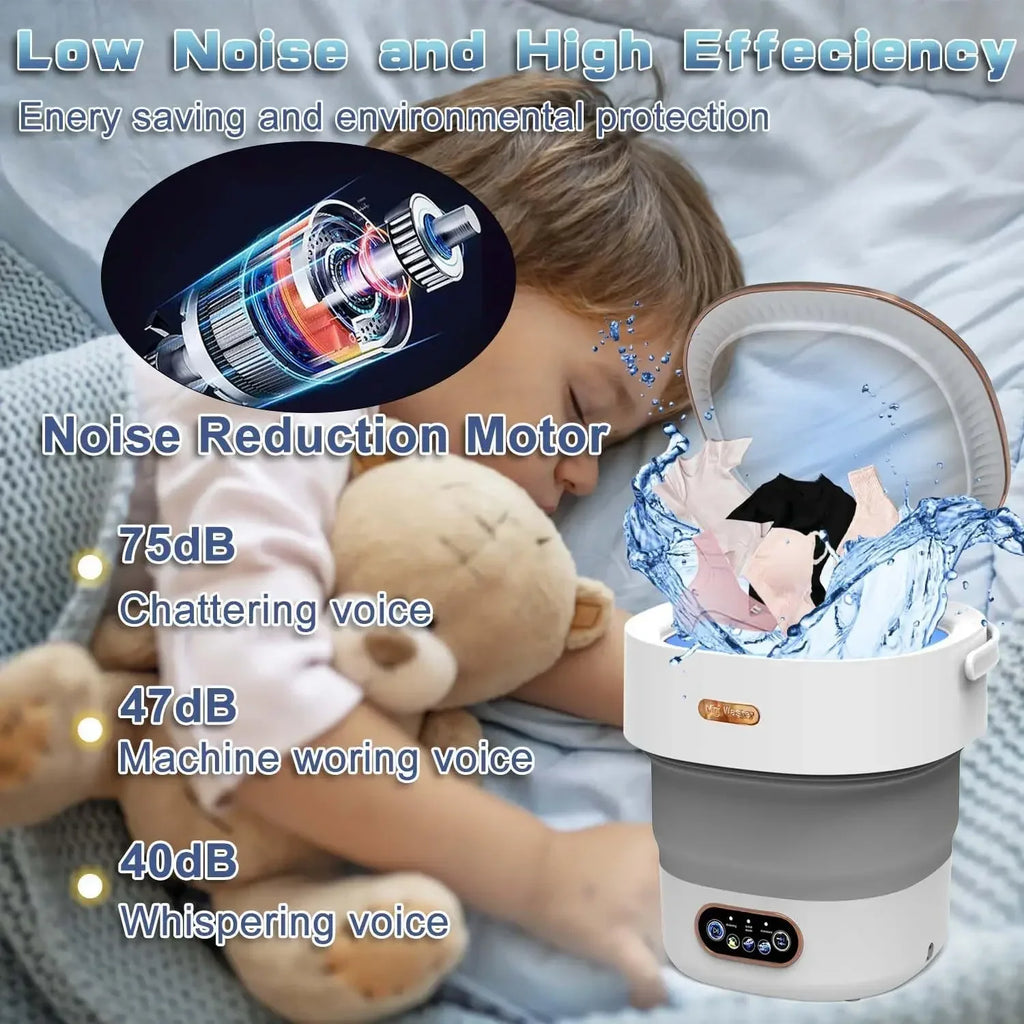 15L Foldable Portable Washing Machine with Spin Function
