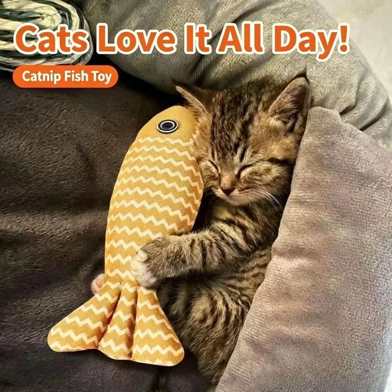 Fabric Fish Shaped Cat Toy Filled with Natural Catnip Bite Resistant Interactive Pet Toy for Indoor Cats
