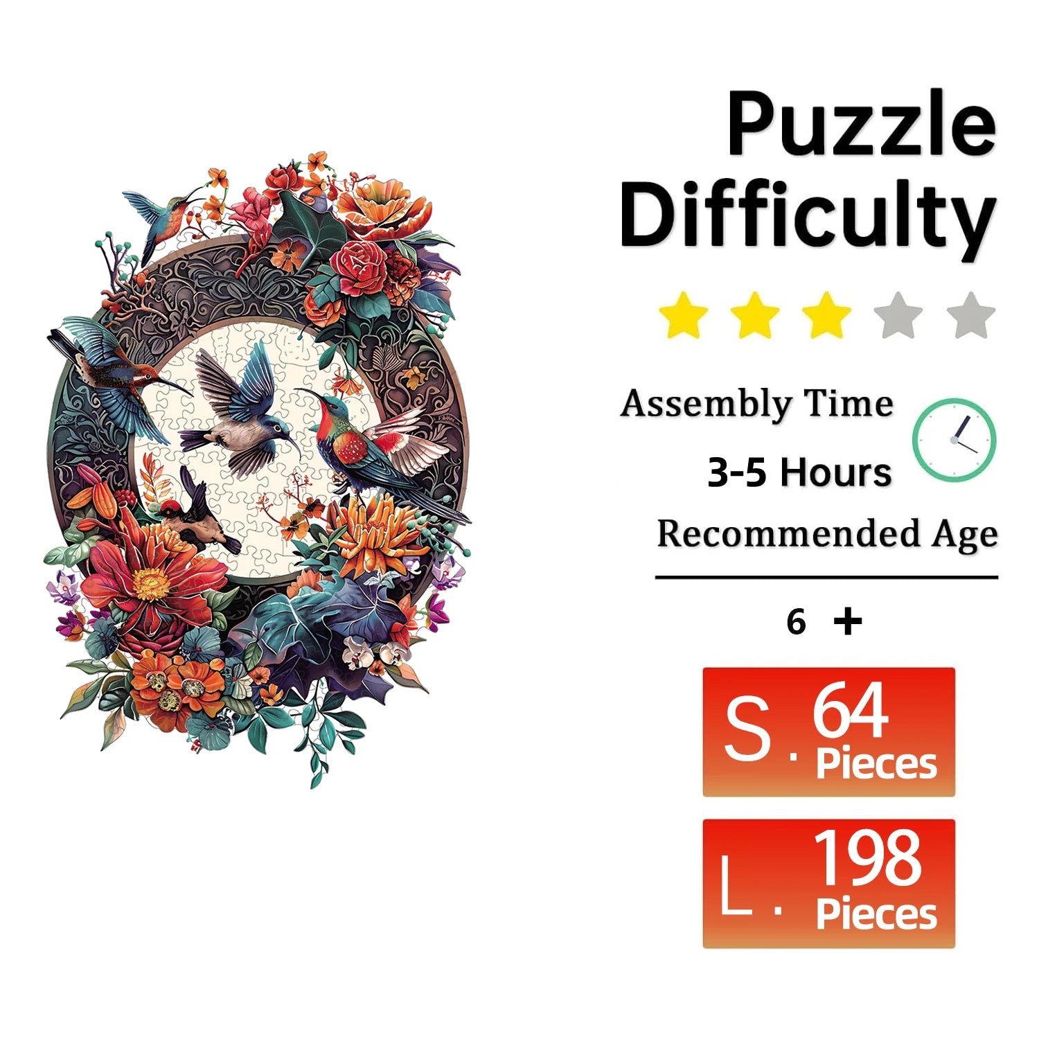 Birds Wooden Puzzle, Uniquely Irregular Animal Shaped Jigsaw Puzzles, Perfect Birthday Holiday Gift For Lover And Friends