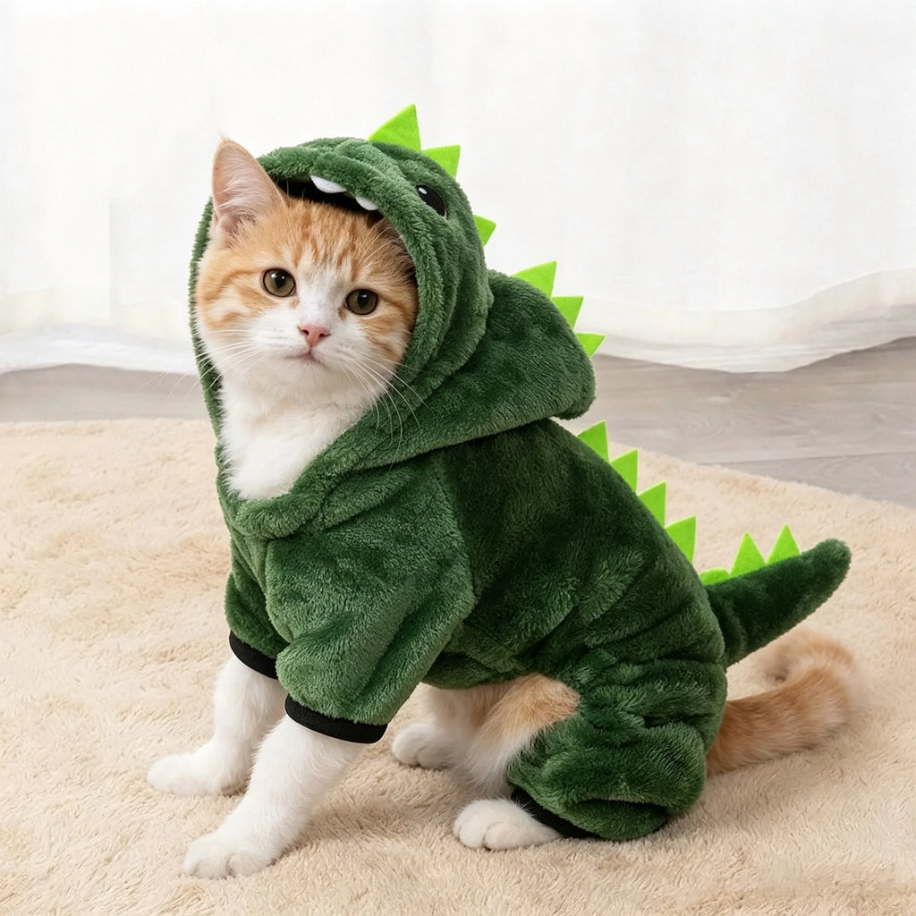 Warm Dinosaur Pet Hoodie for Cats & Dogs, XS–XXL