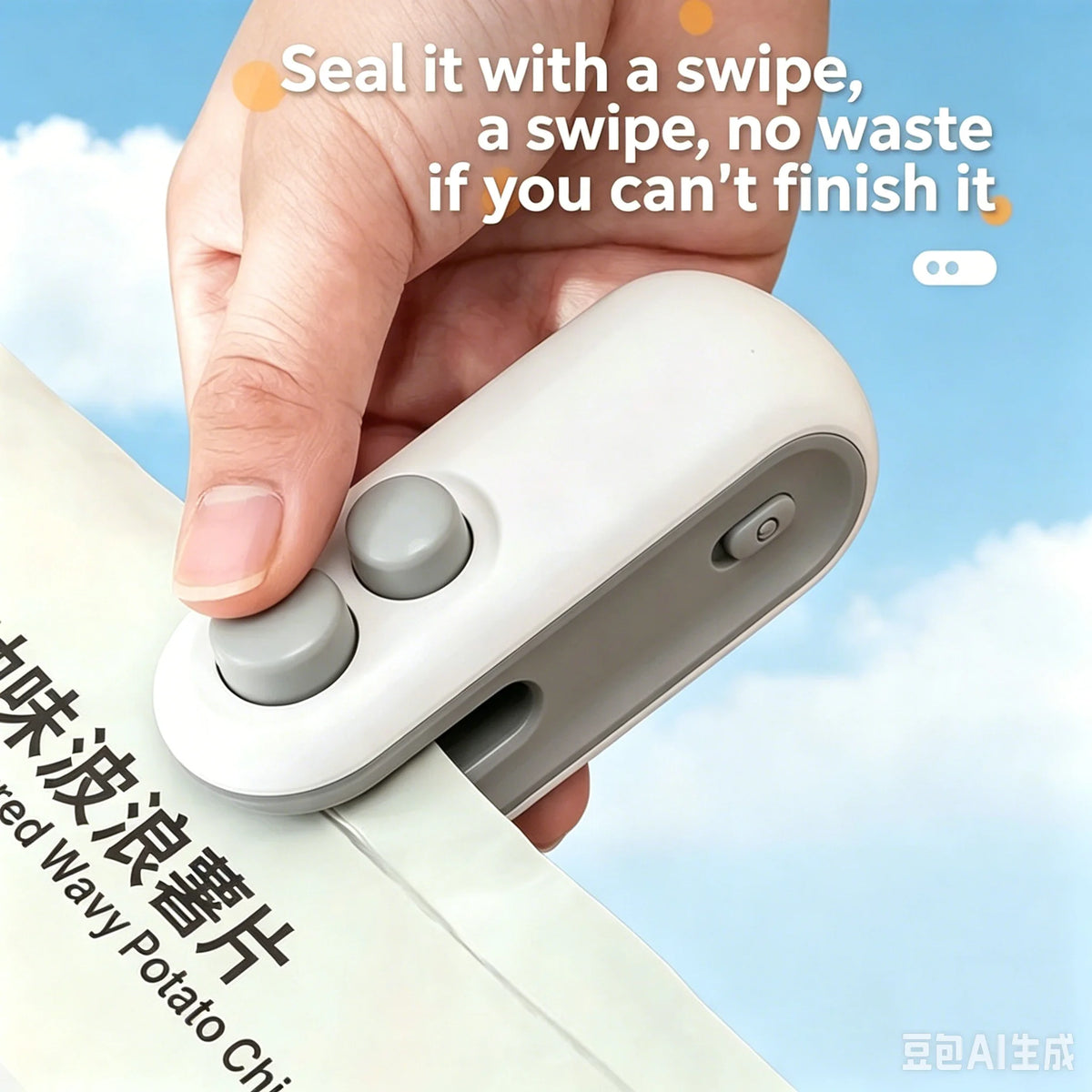 2-in-1 Mini Bag Sealer and Cutter - Handheld Heat Resealer for Food Bags