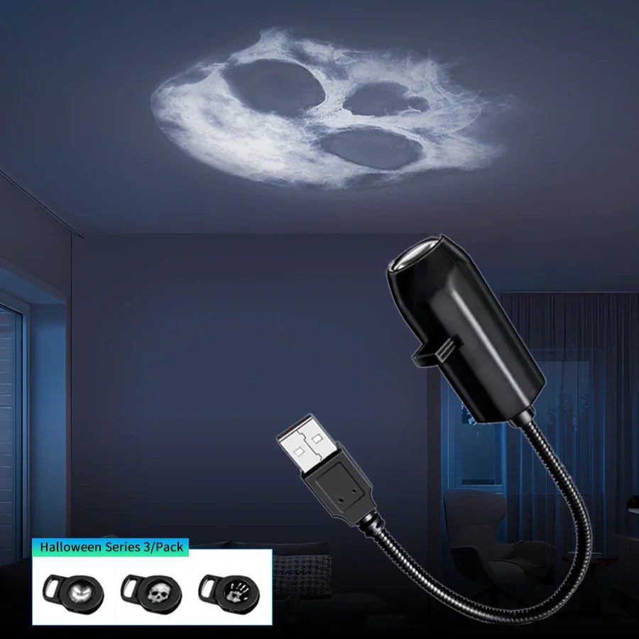 Halloween USB Projector Light, 3 or 6 Film Patterns