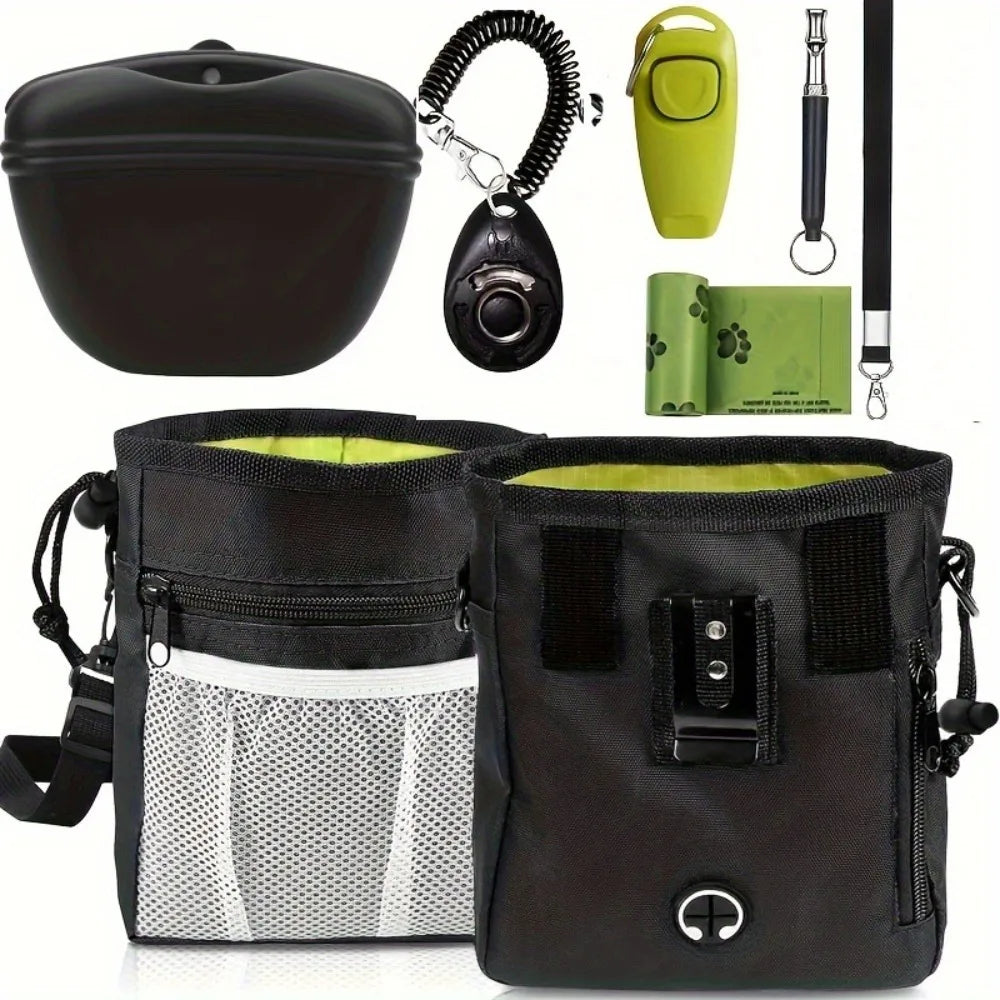 Dog Training Kit: Treat Pouch, Clickers, Silent Whistle, 2‑in‑1, Guide, Poop Bags