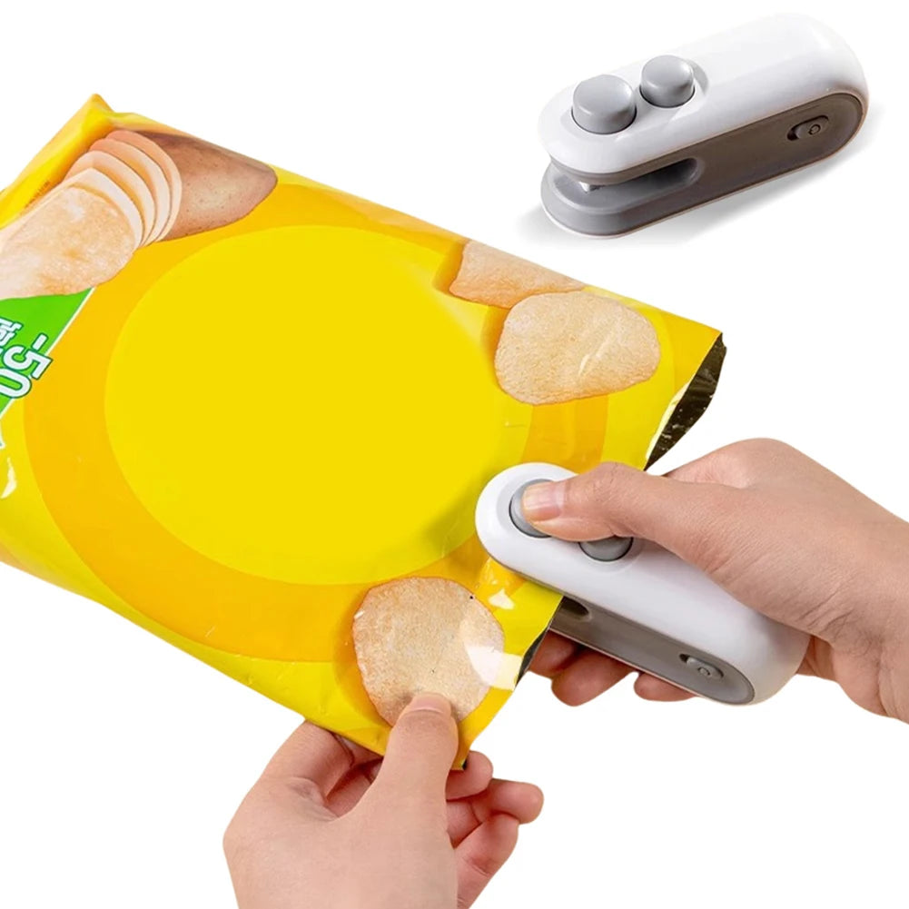 2-in-1 Mini Bag Sealer and Cutter - Handheld Heat Resealer for Food Bags