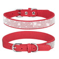 Rhinestone Suede Dog Collar - Soft Glitter Collar for Small Dogs and Cats (XS-L)