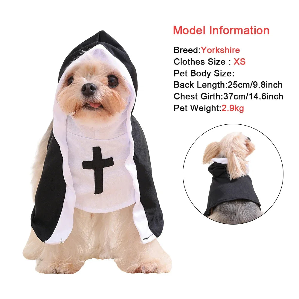 Halloween Pet Nun Costume for Cats & Small Dogs, XS–XL