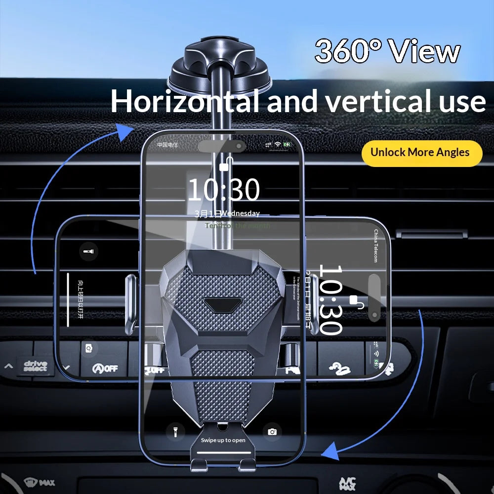 Auto-Locking Car Phone Holder - Telescopic Suction Cup and Vent Mount