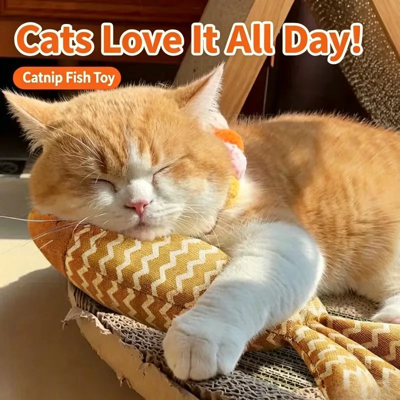 Fabric Fish Shaped Cat Toy Filled with Natural Catnip Bite Resistant Interactive Pet Toy for Indoor Cats