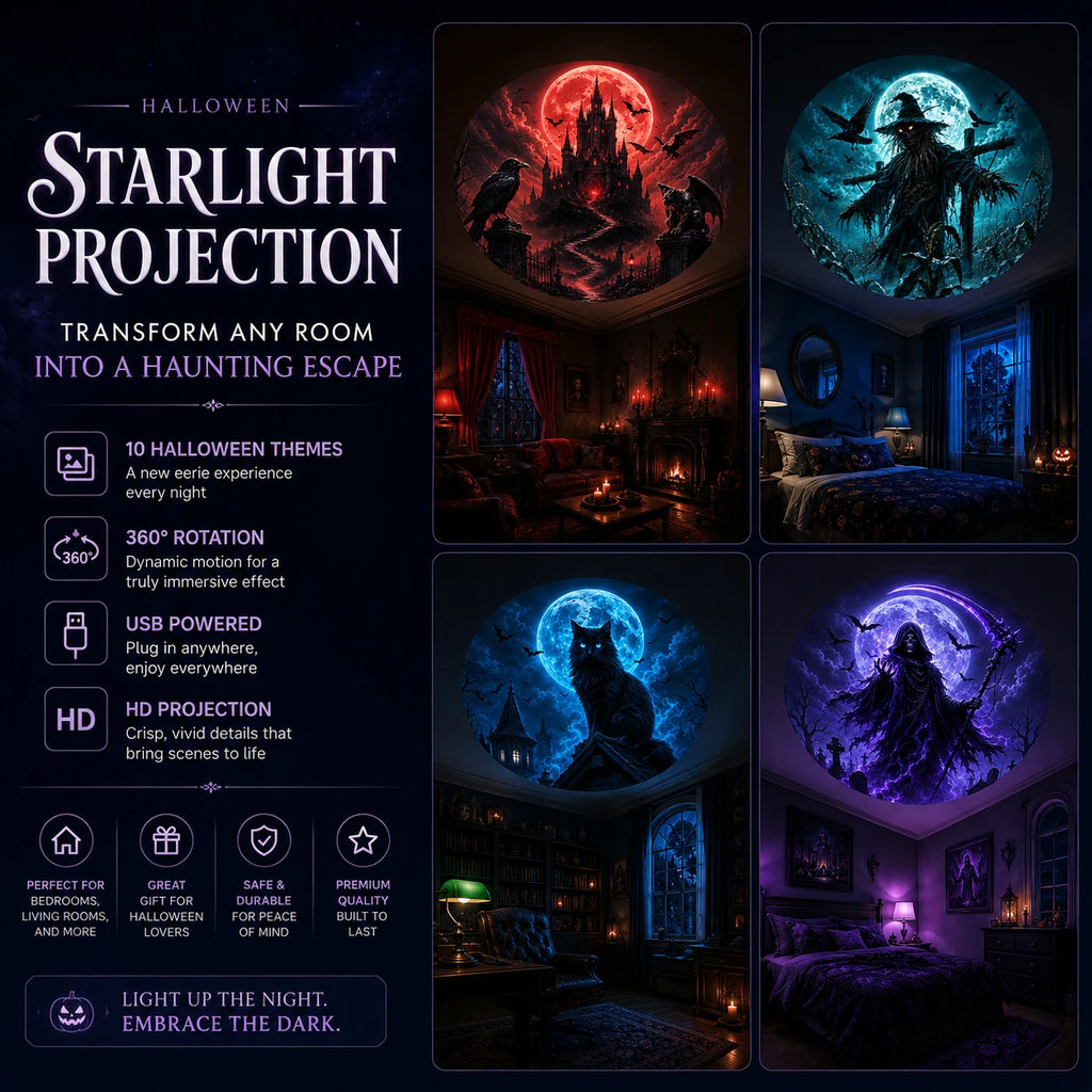 Halloween Projector Light, 10 Decorative Projection Patterns
