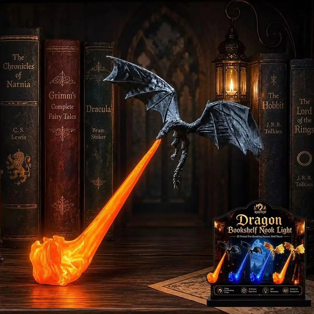 FireDrake™ Book Lamp 🔥📚 — Epic Light, Halloween Vibes