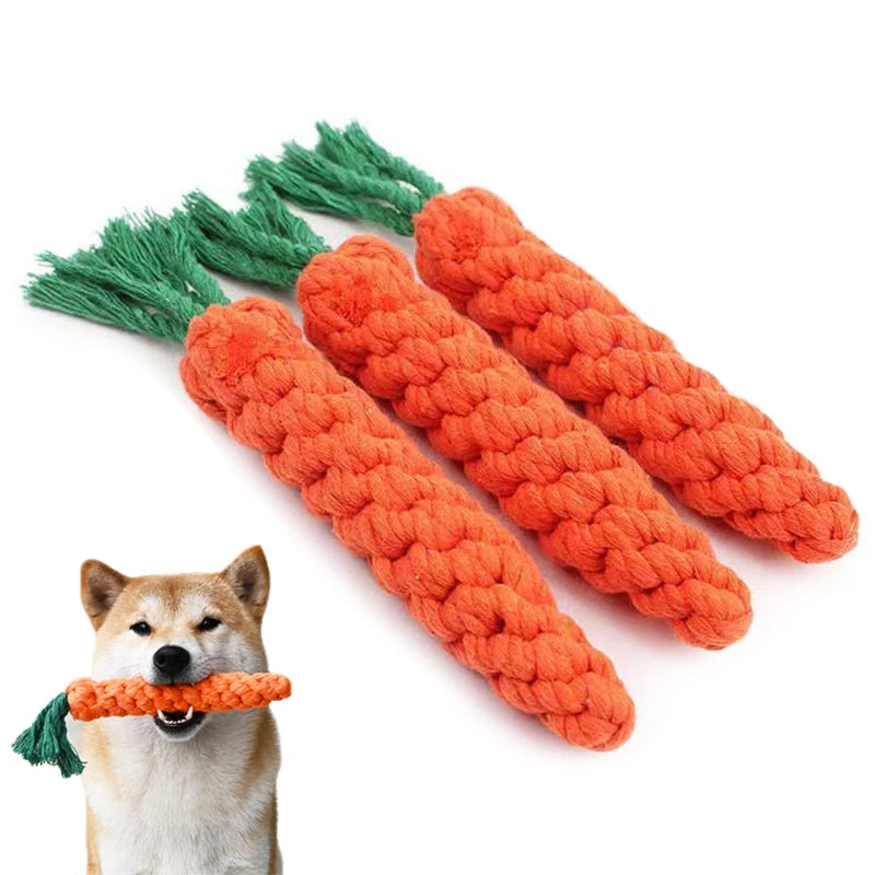 Carrot Rope Dog Toy – Braided Cotton for Tug & Play