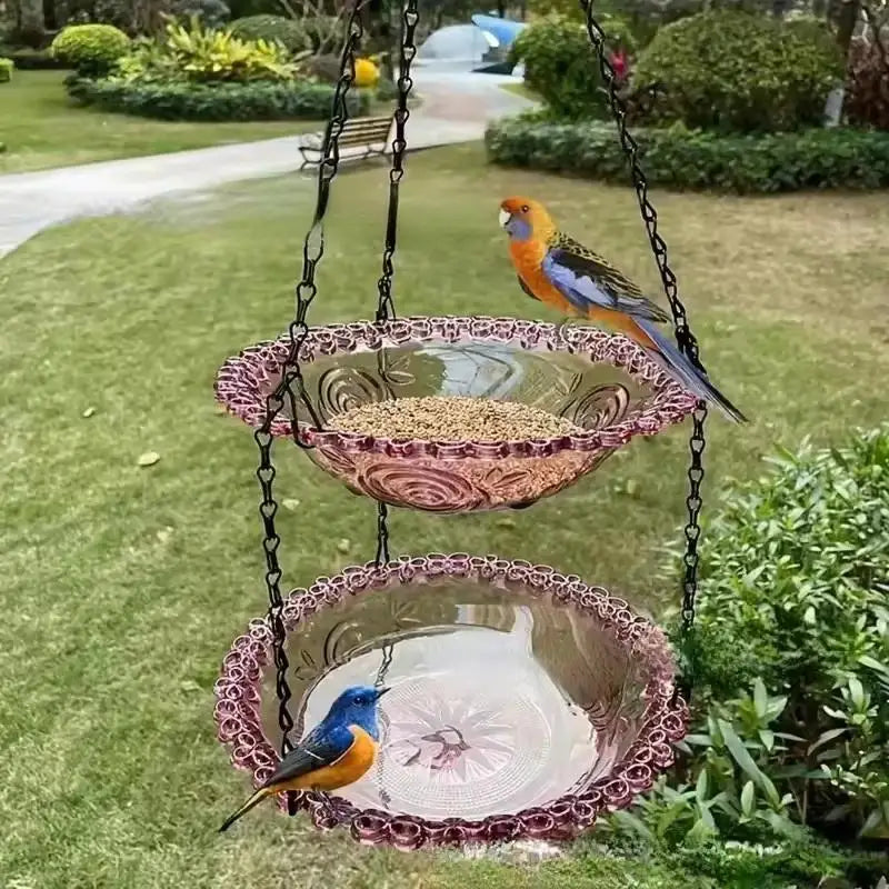 Flower-Shaped Hanging Bird Feeder & Birdbath