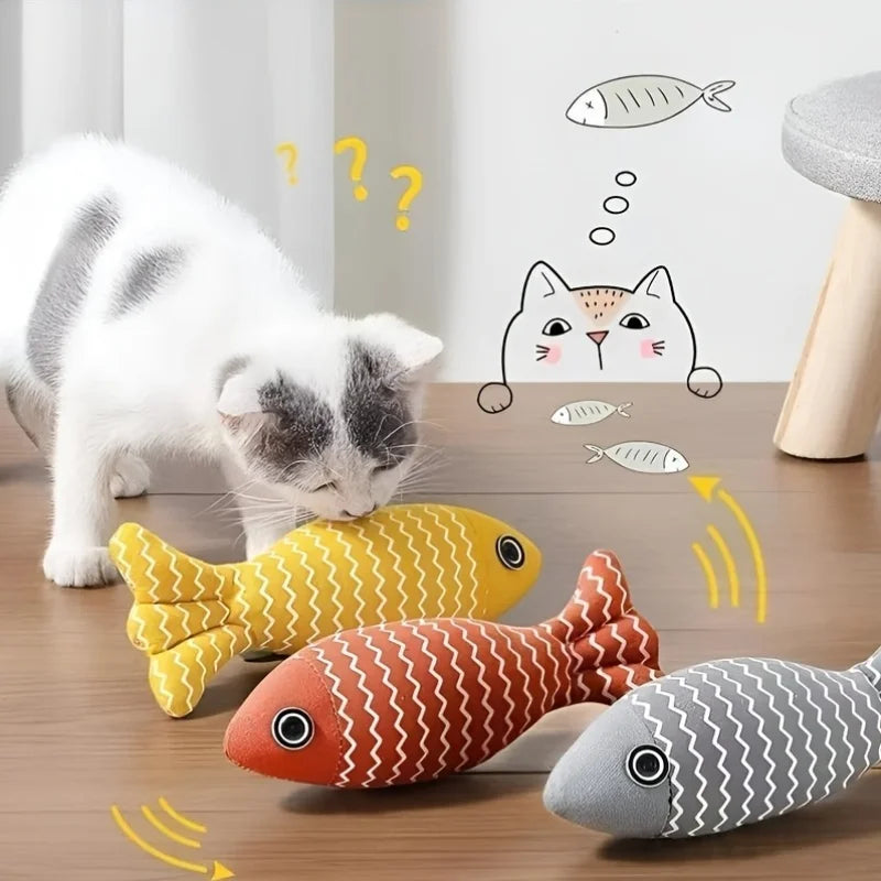 Cat Toy Fish, 3 Pieces of Catnip Toys, Interactive Kitten Exercise Toys, Indoor Cat Toys, Chew Toys - Suitable for Most Cats