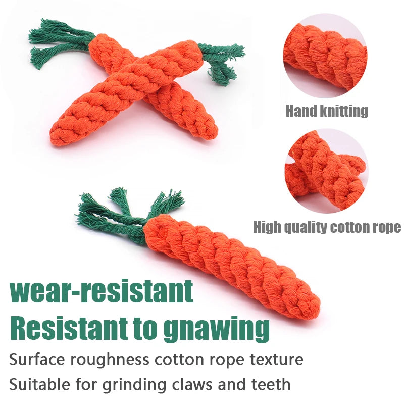 Carrot Rope Dog Toy – Braided Cotton for Tug & Play