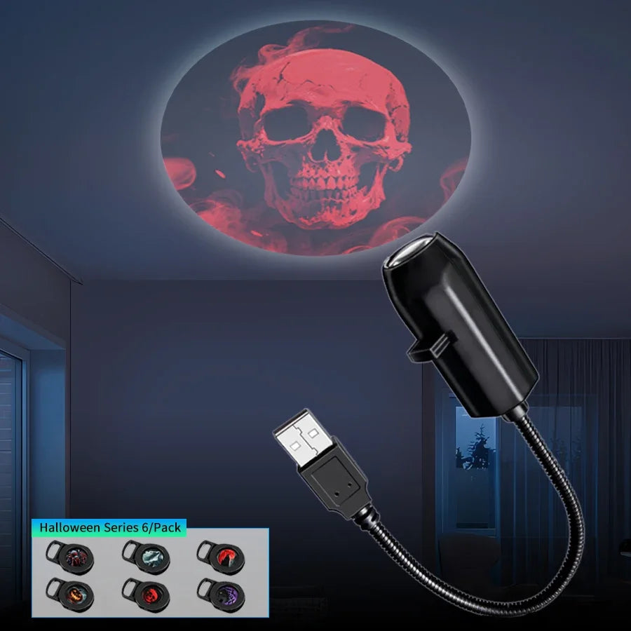 Halloween USB Projector Light, 3 or 6 Film Patterns