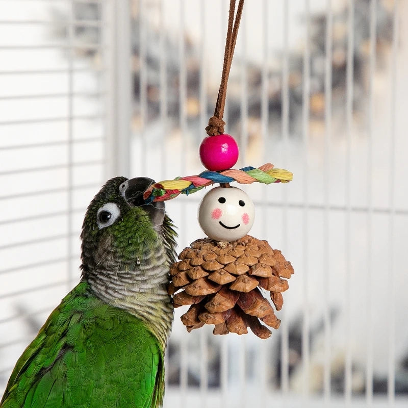 Birds Chewing Toy Wood Colorful Birds Swing Toy Creative Rotating Parrots Toy for Pet Owners and Stores Y5GB