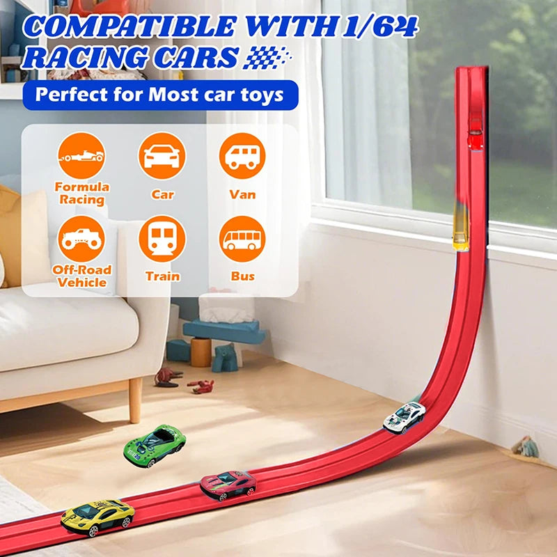 Flexible Kids’ Racing Track Set with 4 Toy Cars