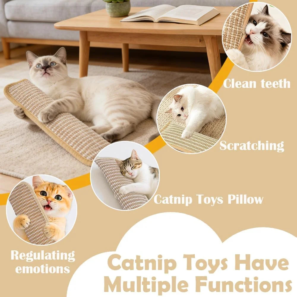 Cat Toy,Interactive Catnip Chew Toy,Durable Catnip Kicker Soft Sisal Pillow with Organic Catnip for Kittens and Adult Cats