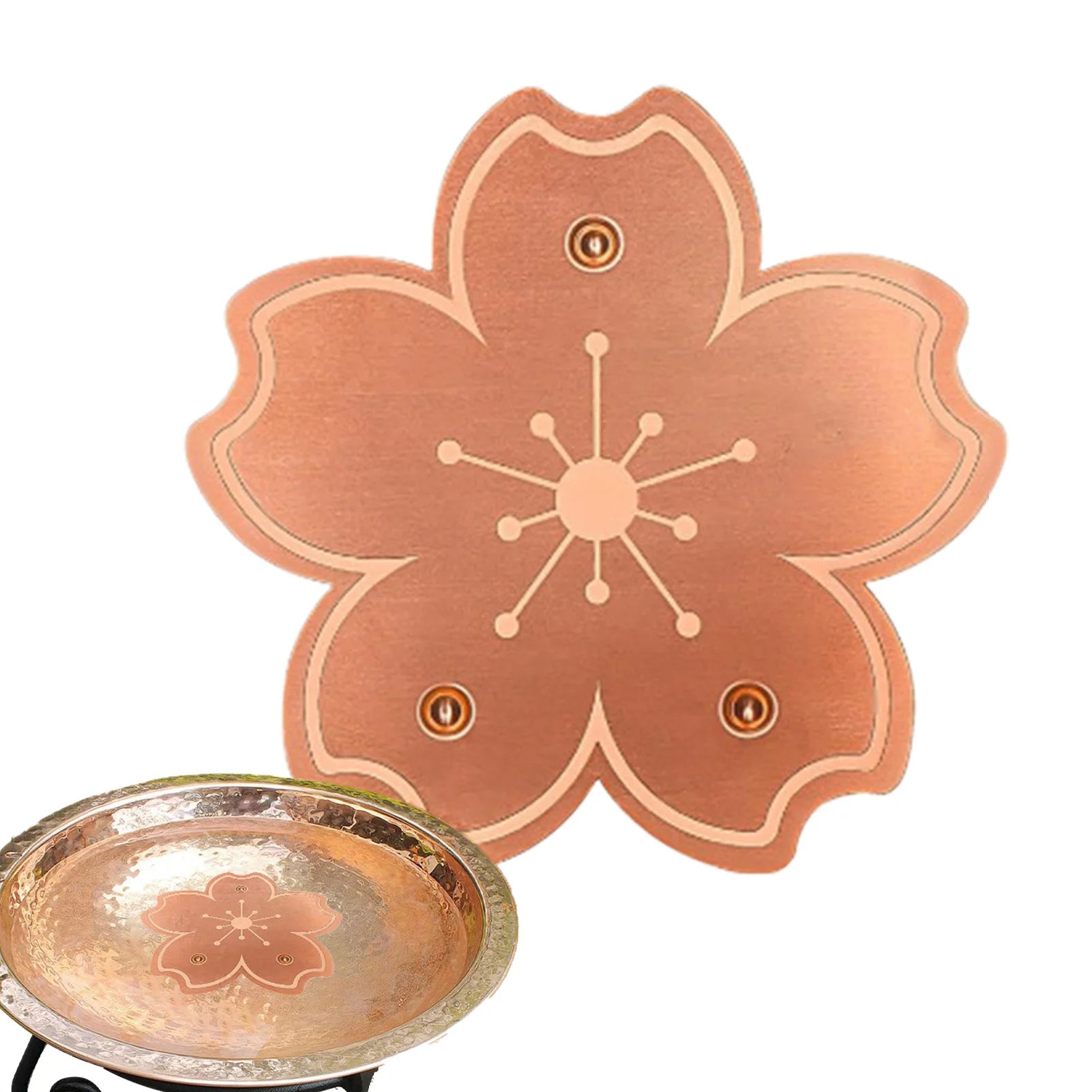 Bird Bath Copper Birdbath Purifier with Triple-Point Support Bath Disk Ornaments Feeder Accessories for Outdoor Bird Baths Bowls