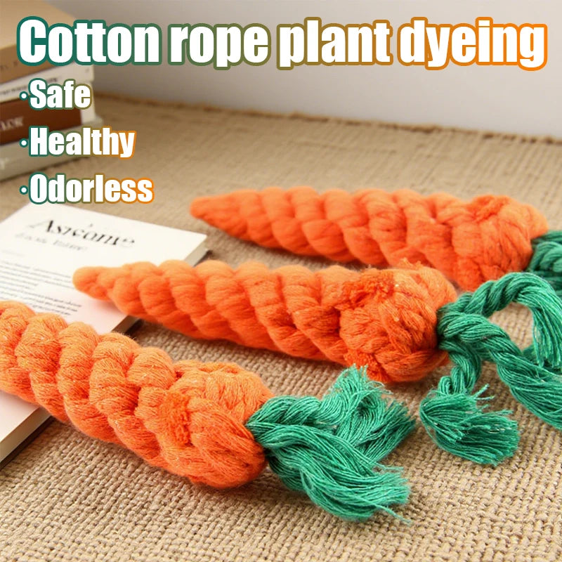 Carrot Rope Dog Toy – Braided Cotton for Tug & Play