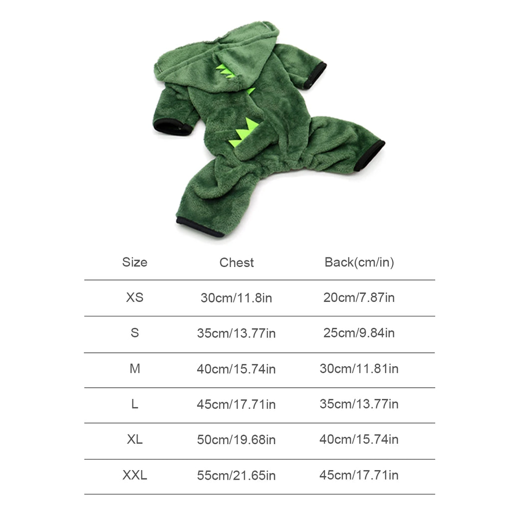 Warm Dinosaur Pet Hoodie for Cats & Dogs, XS–XXL