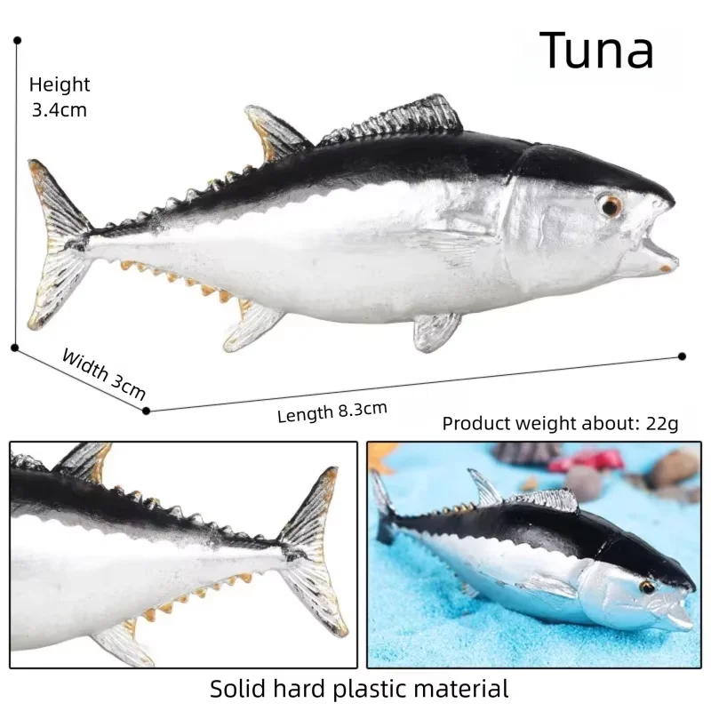 Realistic Fish Figurine Salmon Largemouth Bass Tuna Model Simulation Marine Animal Statue for Aquarium Decor Fish Tank Ornament