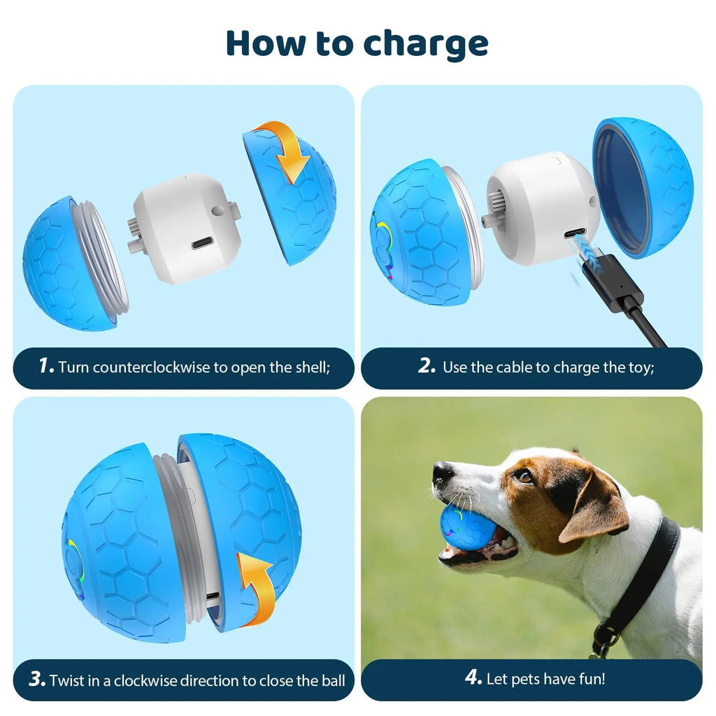 Interactive Dog Ball Toy – Auto-Rolling & USB Rechargeable
