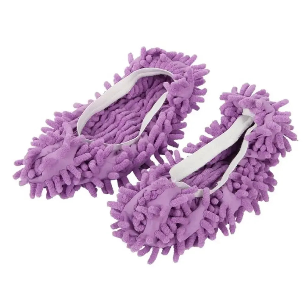 Chenille Floor Cleaning Slippers, 2-Piece Dust Mop Set
