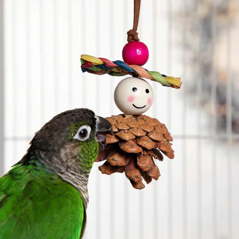Birds Chewing Toy Wood Colorful Birds Swing Toy Creative Rotating Parrots Toy for Pet Owners and Stores Y5GB
