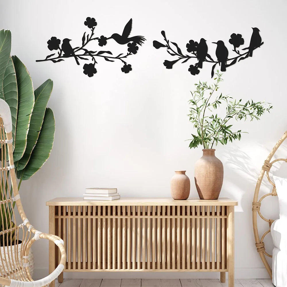 Birds on Branch Metal Wall Art