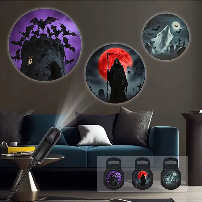 Halloween USB Projector Light, Rotating 3 or 6 Scene Modes