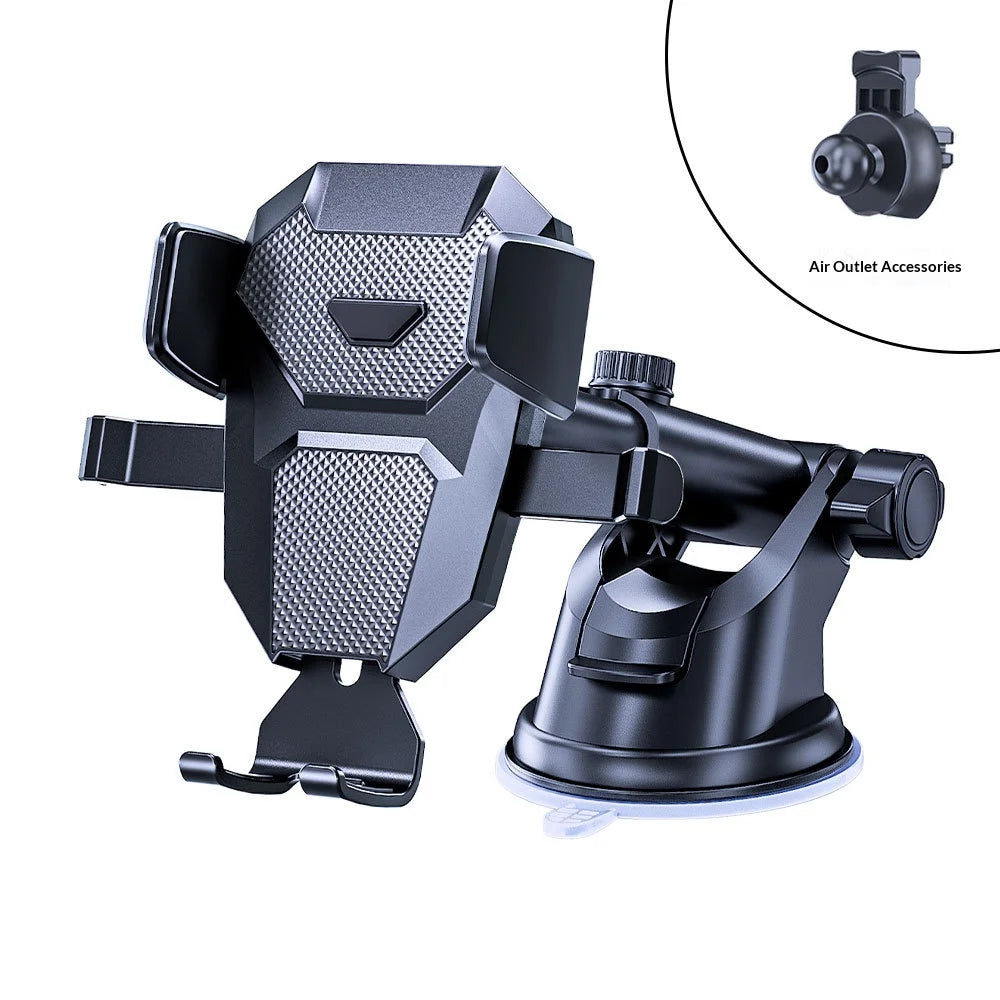 Auto-Locking Car Phone Holder - Telescopic Suction Cup and Vent Mount